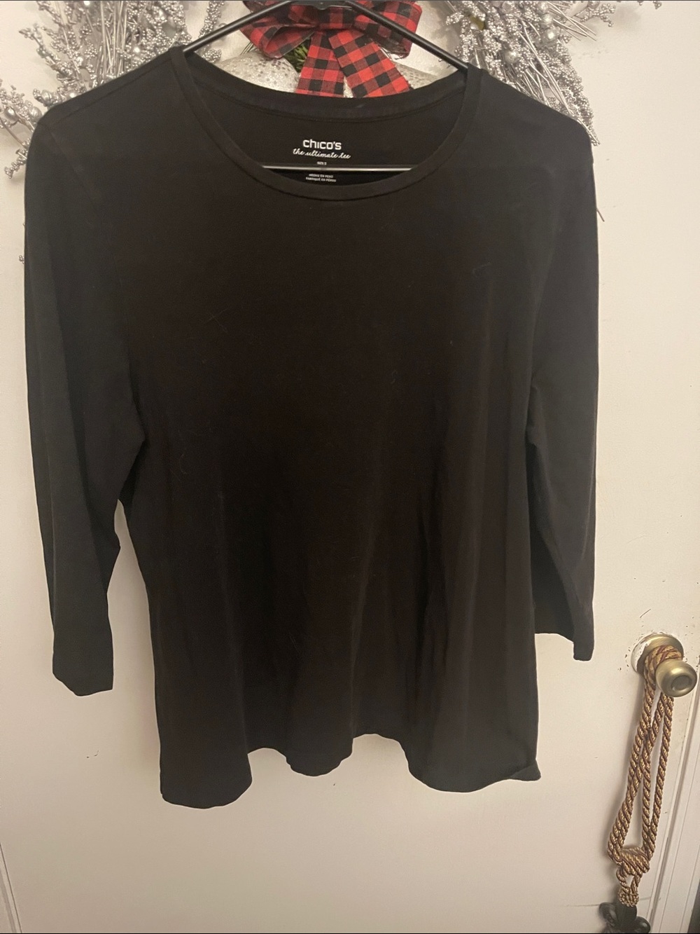 Chico's Black 3/4 Sleeve Scoop Neck Top